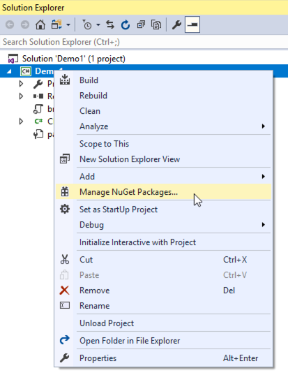 Manage NuGet Packages