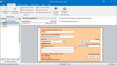 Screenshot SEPA-Transfer überweisungsformular