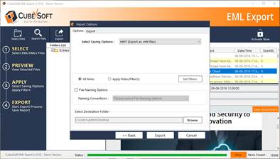 select MHT format to Export EML to MHT