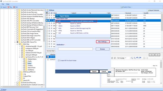 Convert EML to PST